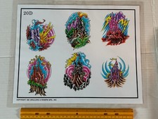 Vintage 1991 Spaulding Rogers Tattoo Flash Sheet D Series 20D Castles
