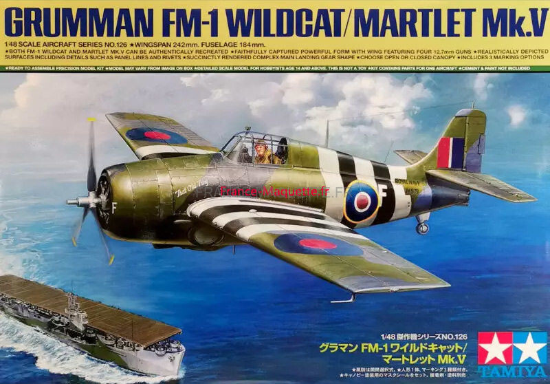 Grumman FM-1 Wildcat Martlet Mk.V maquette avion plastique Tamiya 1/48 pour collection