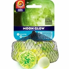 Mega Marble MOON GLOW MARBLE NET 24 Player Marbles & 1 Shooter Marble