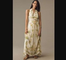 New S Farm Rio x Anthropologie v-neck floral chiffon maxi dress
