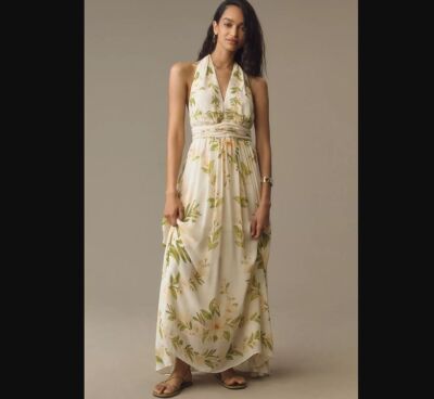 New S Farm Rio x Anthropologie v-neck floral chiffon maxi dress | eBay New S Farm Rio x Anthropologie v-neck floral chiffon maxi dress | eBay