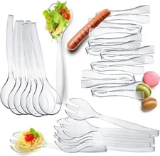 9 PIECE PLASTIC KITCHEN Serving UTENSILS SET 10'' Spoon 10'' Fork 6'' Tongs