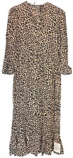 NWT Asos Design Leopard Print Maxi Dress Long Sleeve Button Down Size 4