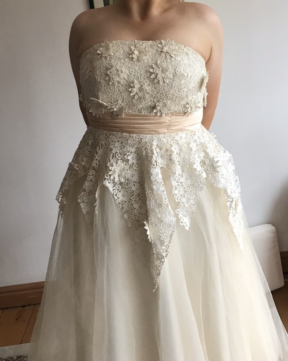 Floral Lace And Tulle Tea Length Wedding Dress Style Of Justin