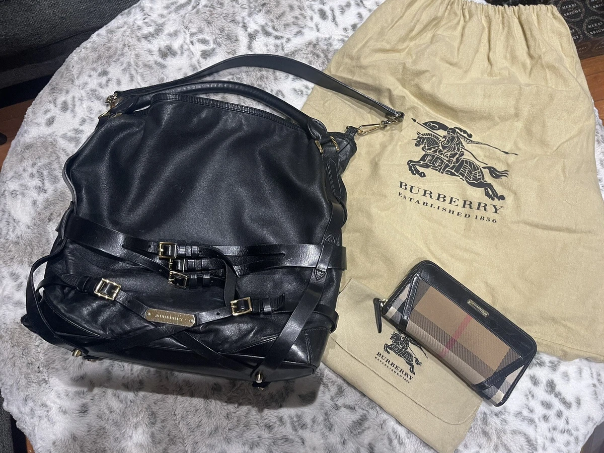Authentic Burberry Gosford Bridle Hobo Leather Belted Handbag