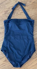 BODEN SANTORINI Size 16R Halter One Piece Swimsuit French Navy EUC