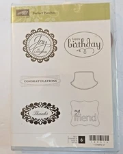 Stampin Up Perfect Punches Set 6 Rubber Stamps #120516 Birthday Thanks Congrats