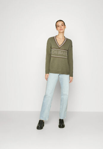 Urban Outfitters BDG RETRO V NECK JUMPER Khaki Size M - Afbeelding 1 van 4