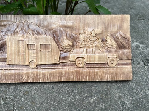Motorhome Camping Holiday Camp Wood Carving Multicolor Picture Woodworking 3d - Picture 16 of 24
