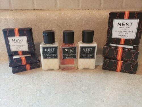Lot of Nest Fragrance Sicilian Tangerine Travel Size Soaps, Body Cream, Shampoo