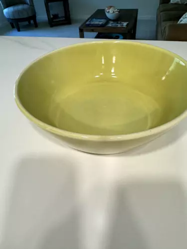 Vintage BAUER Pottery Serving Bowl Green Flat Serving 10”x2”