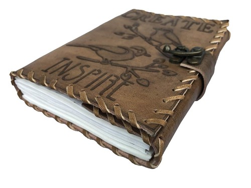 Vintage Handmade Leather Journal Notebook Antique Deckle Edge Sketchbook Diary - Picture 3 of 6