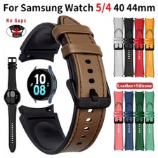 Leather Silicone Band Strap For Samsung Galaxy Watch 7 44/40mm 5 Pro 45mm 43/47