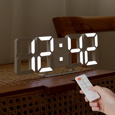 mooas 3D Pure Slim M LED Clock, Multi-Function LED Digital Clock (Calendar, A...