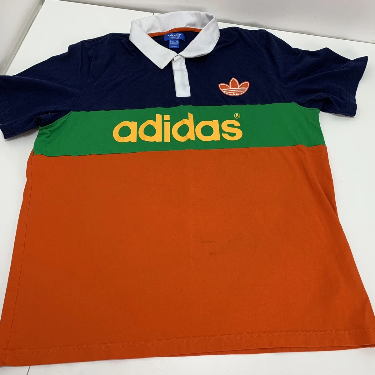 frío chocar Cerveza ADIDAS Originals COLORBLOCK Polo Shirt Collegiate ORANGE XXL Spell Out Rugby  | eBay