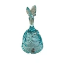 Fenton Crystal Blue Bell With Butterfly Accent with tag 6,75"