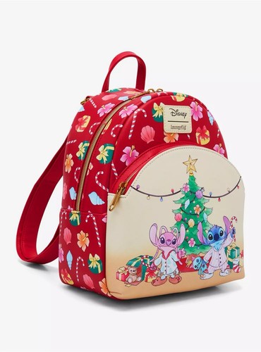 NWT Loungefly Disney Stitch & Angel Holiday Tree Mini Backpack & Wallet - Picture 3 of 10