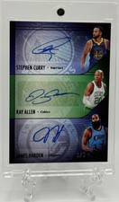 Stephen Curry/Ray Allen/James Harden 2024-25 Panini Silhouette Triple Auto /3!