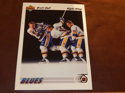 BRETT HULL   1991 Upper Deck NHL Box Bottom Precision Hand Cut - Oversized