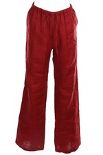 AEXAE BURGUNDY LINEN STRAIGHT LEG PANTS XSMALL