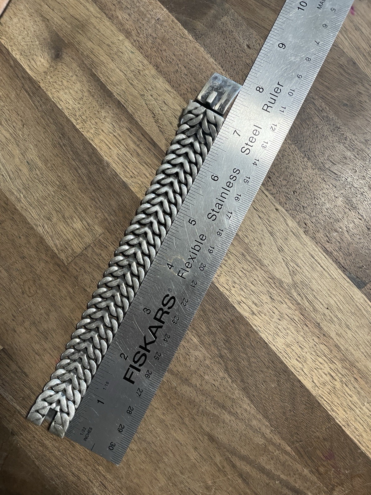 Heavy Solid Sterling Silver Double Cuban Link Bra… - image 6