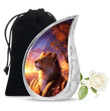 Lion Urns For Men  Women Ashes - Beautiful Memorial Urn For Adult Ash - 10 Inch