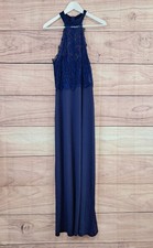 SHEIN Size 6 Long Navy Dress Lace Trim