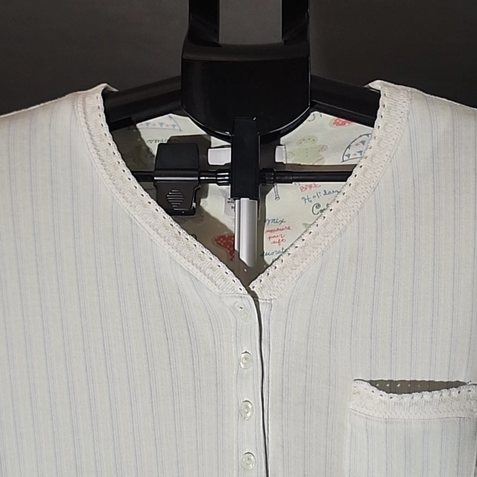 Karen Newburger 长睡衣女式绿色/蓝色条纹-中号 — 第 3/4 张图片