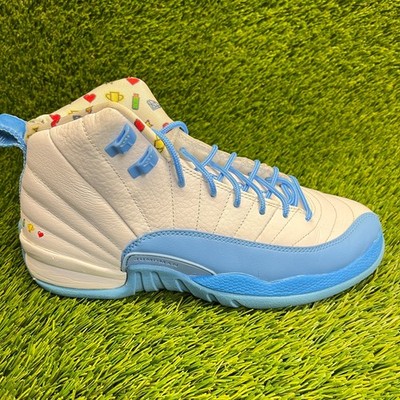 Nike Air Jordan 12 Retro Emoji Boys Size 7Y White Blue Athletic Shoes  Sneakers