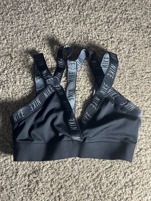 Nike Girl s Black Indy Strappy Back Sports Bra Sz S Pockets Removable For Pads
