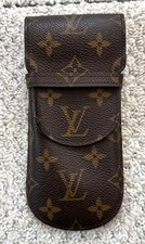 Louis Vuitton Etui Lunettes Glasses Case Monogram Brown Leather Made in France