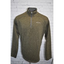 Eddie Bauer Pullover Mens 2XL XXL Green 1/4 Quarter Zip Fleece Sweater