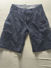 WearFirst Cargo Shorts Mens Size 34 Blue WF Gorpcore Button Flap Pockets Casual