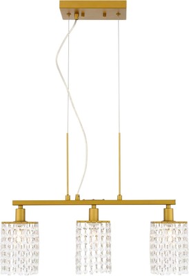 Elegant Lighting LD7501 Taylor 3 Light 22''W Crystal Linear - Brass