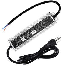 60W LED Driver IP67 Waterproof AC90-265V to DC12V 5A Power Supply Adapter