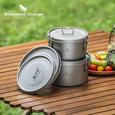 900ml / 1.5L Titanium Food Storage Container Multi-Functional Camping Hiking Pot
