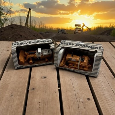 1970's Tomy Heavy Equipment, Pay loader with Box & plow with box  NEW - Lot of 2
