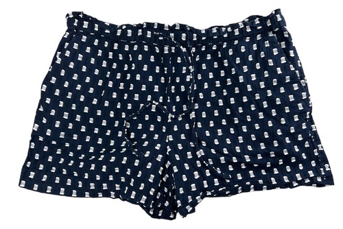 Pantalones Cortos Ann Taylor LOFT Outlet Azul Marino Texturizados Talla Pequeña Forrados con Cordón - Imagen 6 de 6