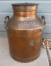 RARE!  Copper Dairy Can. Industrial Argentina, Chelita  1352 Metalario,