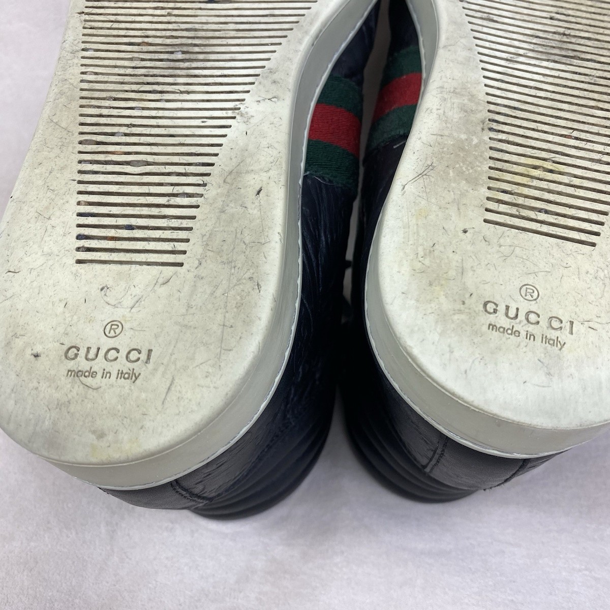 GUCCI Guccissima Black Leather High-Top Sneakers 7.5 Men's 221825