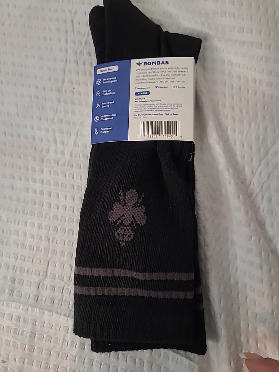 Bombas Socks Men's XL Black Honeycomb Arch Support Cushioned