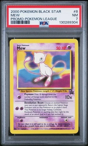 2000 POKEMON PROMO BLACK STAR POKEMON LEAGUE #8 MEW PSA 7
