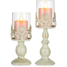 Kerzenständer Weiß Kerzenhalter Stumpenkerzen: 2 Stücke Gothic Deko Vintag St...