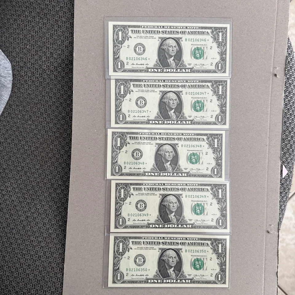 2013 SET OF 5 CONSECUTIVE $1 Dollar Bill STAR ⭐️ ⭐️ Note - Image 2 of 4