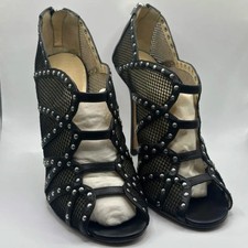 Jimmy Choo Black Mesh Studded Booties Size 37.5