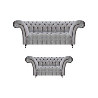 Luxus Sofagarnitur Dreisitzer Mit Zweisitzer Grau Sofas Couch Chesterfield