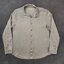 01 Algo Shirt Mens Large Brown Merino Wool Blend Performance Long Sleeve Button