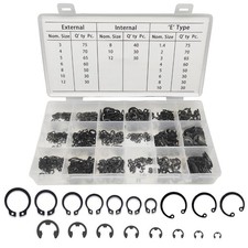 890pcs Circlip Snap Rings Retaining Rings Assortment Kit 3 Types 18 Sizes Incl E