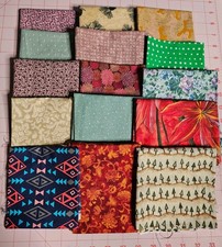 Lot of 15 Pre Cut Assorted Cotton Fat Quarters 18" X22" Each a14