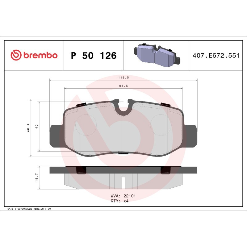 Fits MERCEDES-BENZ VITO Brembo Brake Pads Rear Dualiner 2014- - Image 28